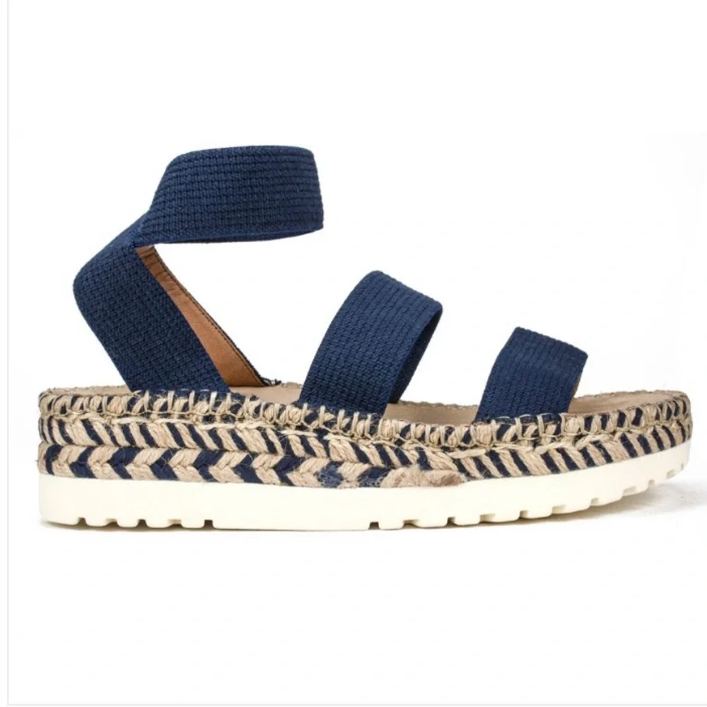NEW White Mountain Kolton Stretch Strappy Chunky Platform Espadrille Sandals